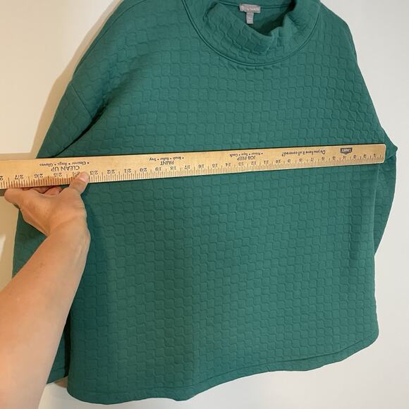 T By Talbots Sweatshirt Women’s XL Petite Quilted Mock Neck Pullover Green Boxy - Picture 3 of 8